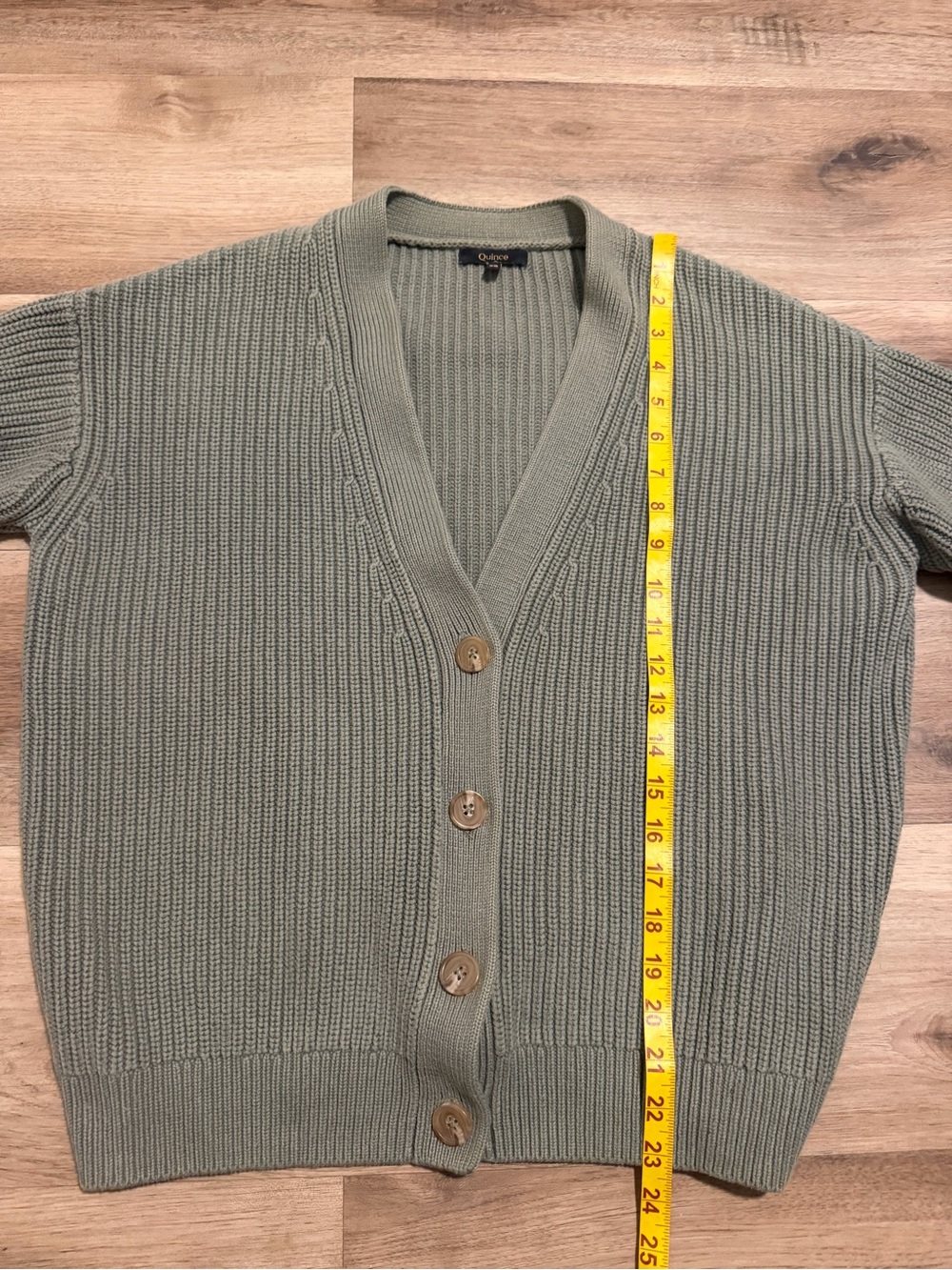 Quince 100% Organic Cotton Oversized Boyfriend Knit Cardigan Agave Green XS - Picture 3 of 7